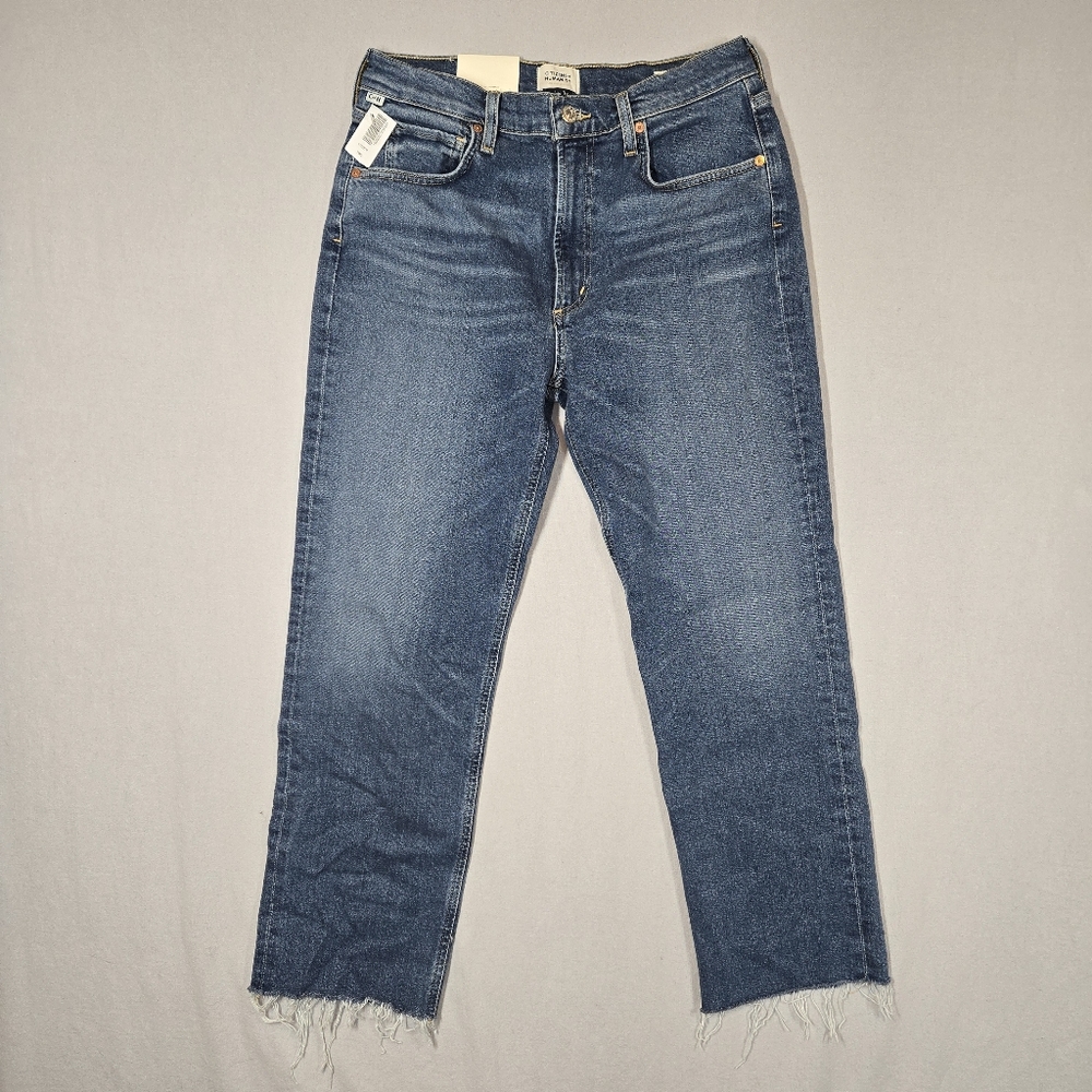 Citizens of Humanity Daphne Crop Jeans Size 29 High Rise Stovepine Leg Raw Hem